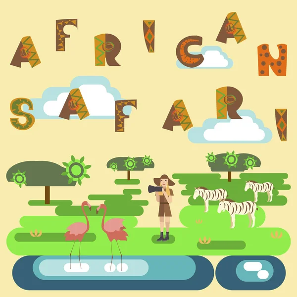 Concepto de safari africano — Vector de stock
