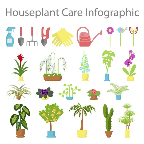 Jardinage des fenêtres éléments ifographiques — Image vectorielle