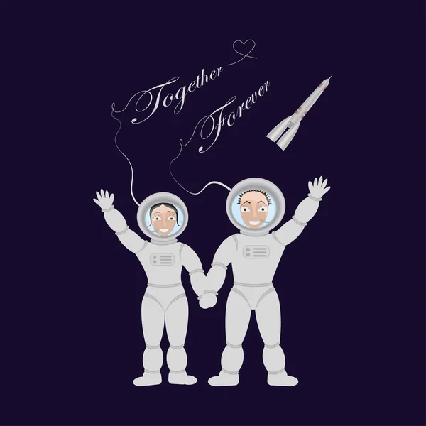 Pereche de iubitori de astronauți — Vector de stoc