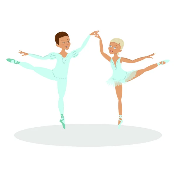 Pojke och flicka balettdansörer — Stock vektor