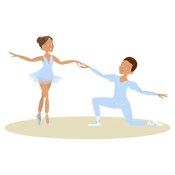 Jongen en meisje balletdansers — Stockvector