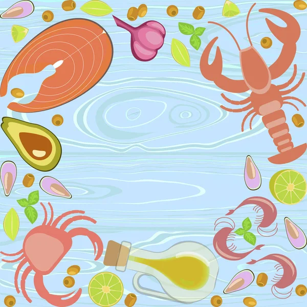 Fruits de mer frais design plat — Photo gratuite