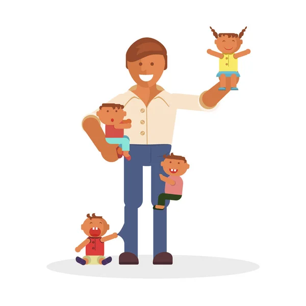 Dad and children — Stock Vector