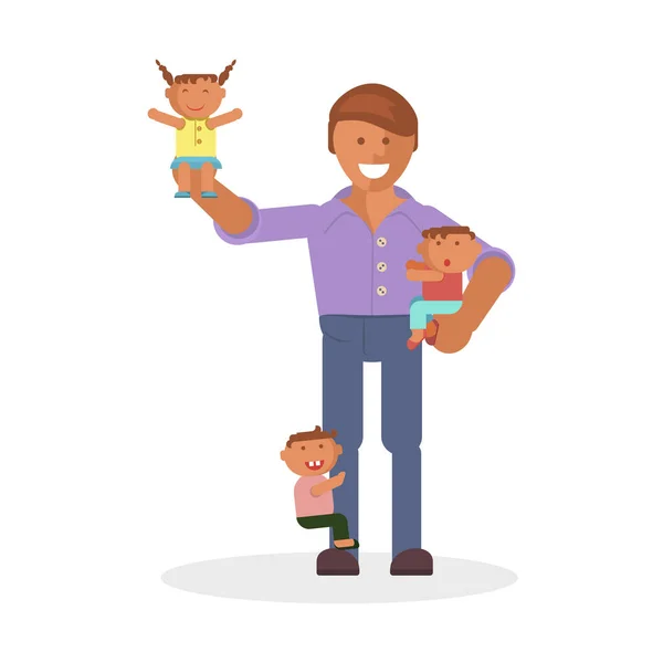 Pappa och barn — Stock vektor
