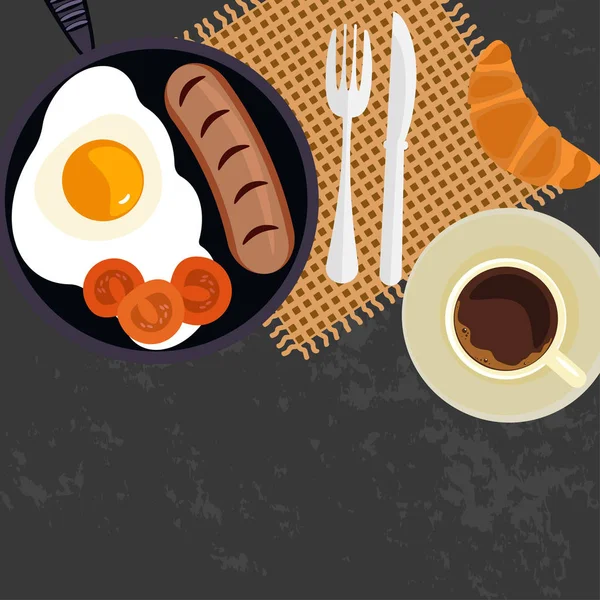 Breakfast with cup of coffe — Stock Vector