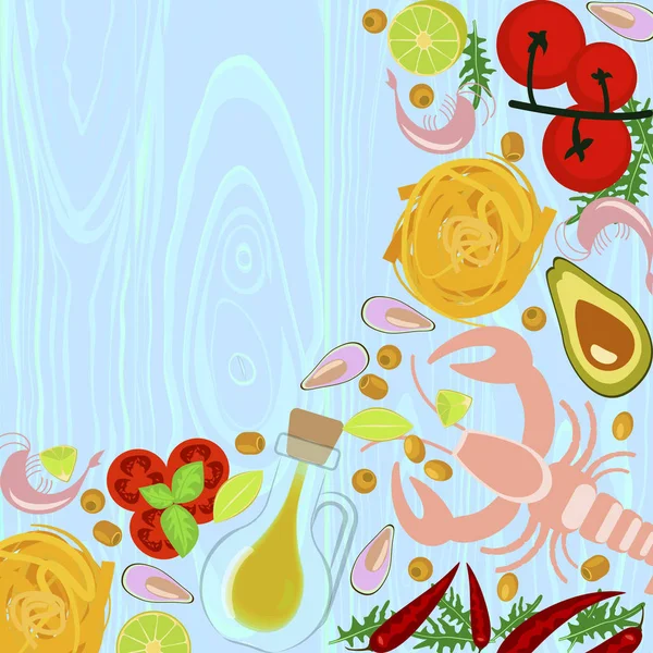 Fruits de mer frais design plat — Image vectorielle