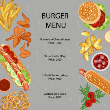 Fast food restoran menü