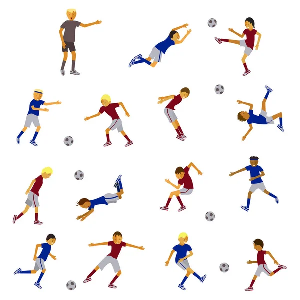 Jugadores de fútbol y árbitro — Vector de stock