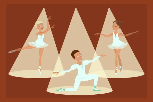 Erkek ve kızlar bale dansçıları — Stok Vektör