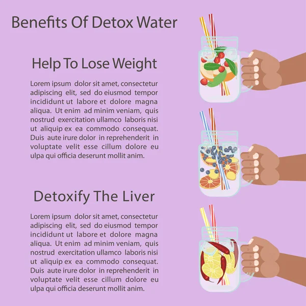 Água de desintoxicação com frutas —  Vetores de Stock