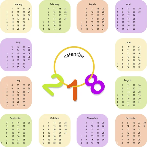 Einfacher bunter Kalender — Stockvektor