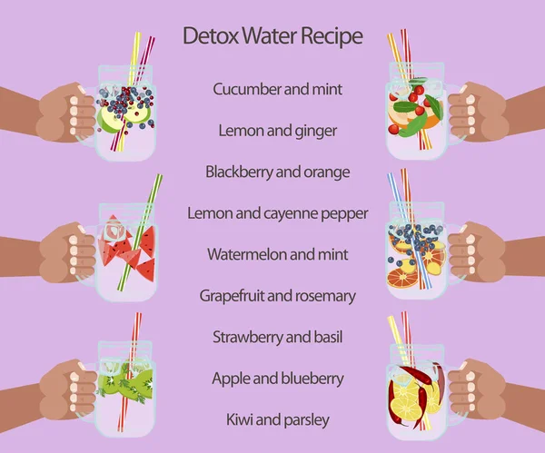 Detox water met vruchten — Stockvector