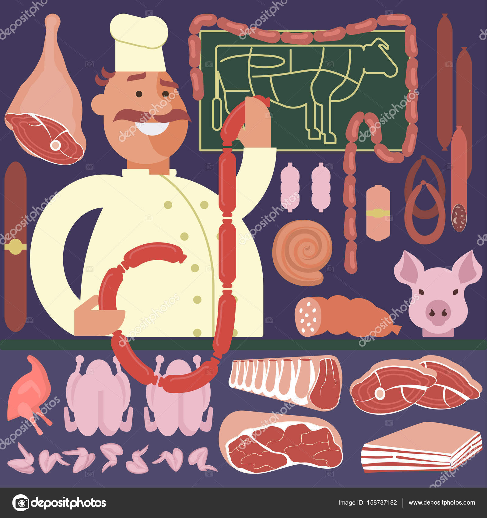 Cartoon meat cutter - векторные изображения, Cartoon meat cutter картинки |  Depositphotos