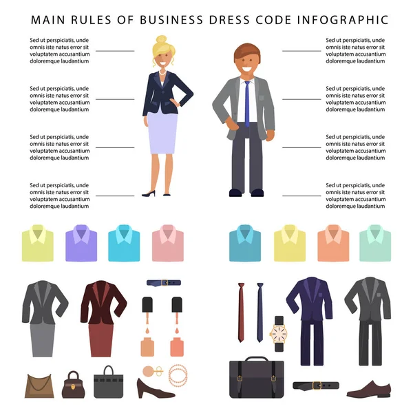 Business dress code infografiche — Vettoriale Stock