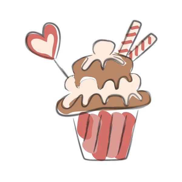 Hand getrokken cupcake — Stockvector