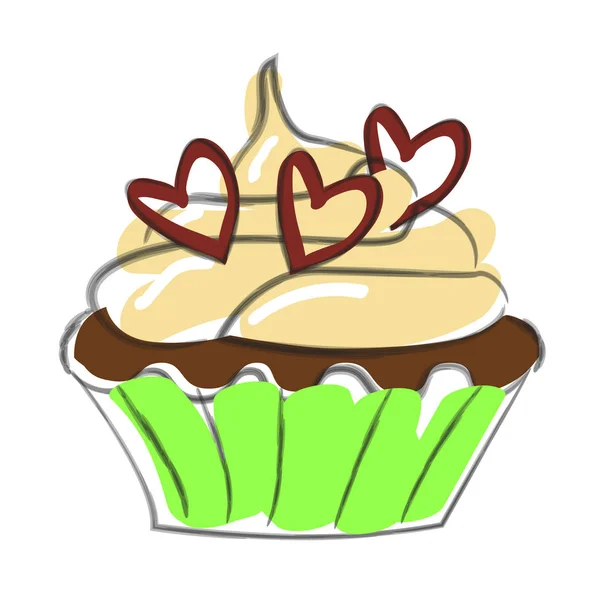 Cupcake disegnato a mano — Vettoriale Stock