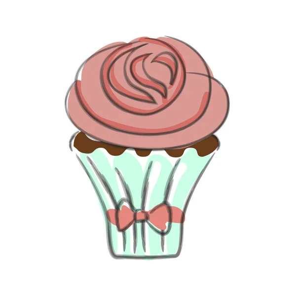 Handgezeichneter Cupcake — Stockvektor