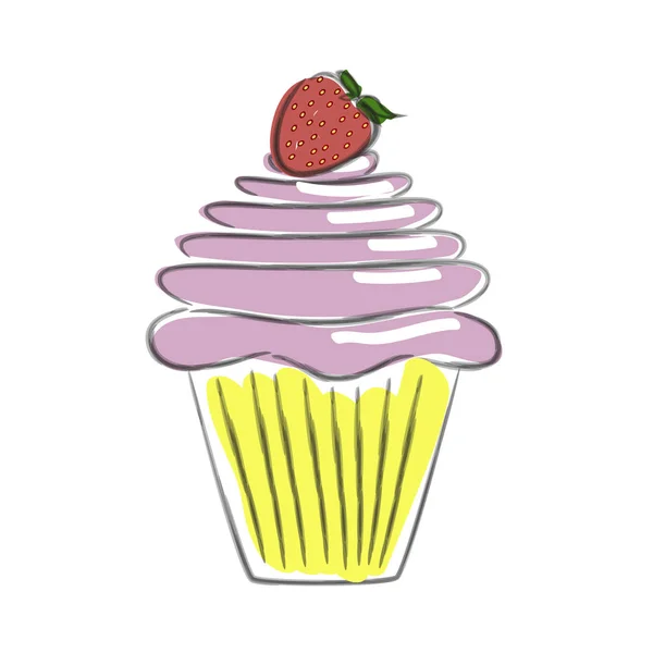 Cupcake dessiné à la main — Image vectorielle