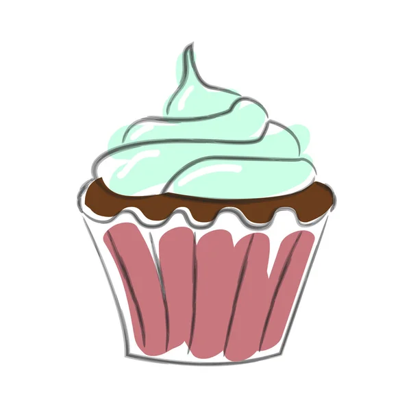 Cupcake dessiné à la main — Image vectorielle