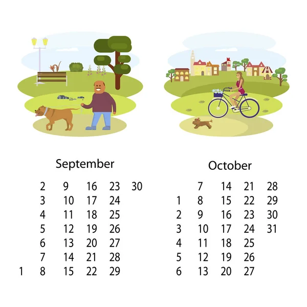 Kalender 2018 september oktober — Stockvektor
