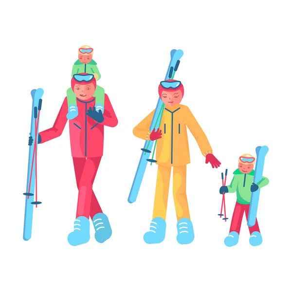 Famille de skieurs — Image vectorielle