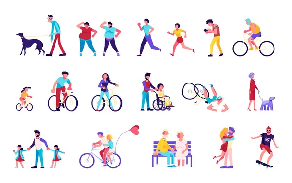 Paquete de personas caminando — Vector de stock