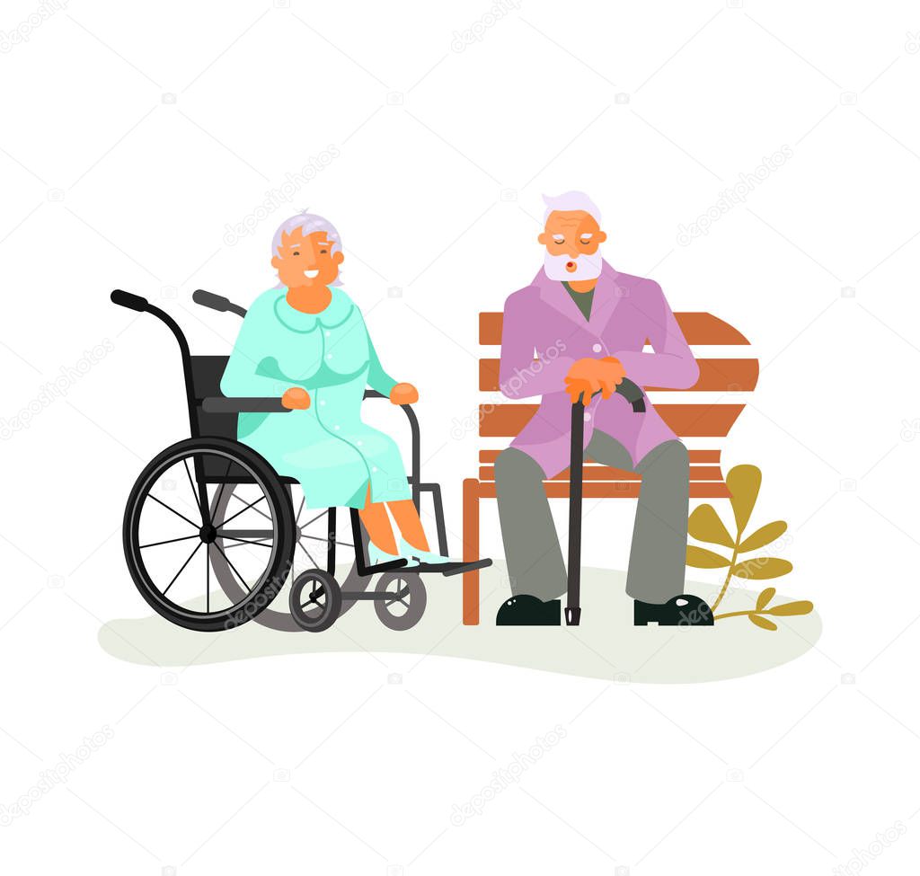 Seniors on a park bench