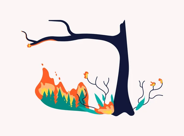 Foresta in fiamme — Vettoriale Stock