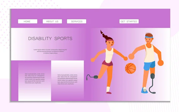 Página web discapacidad deporte — Vector de stock