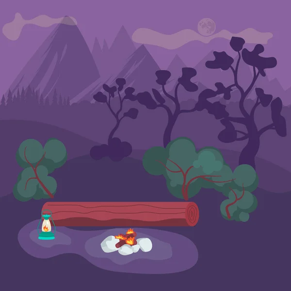 Natural cute night landscape — 스톡 벡터