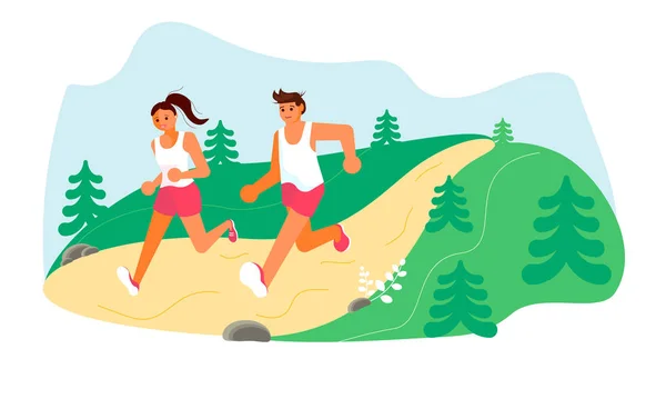 Summer outdoor activity jogging — Stock Vector