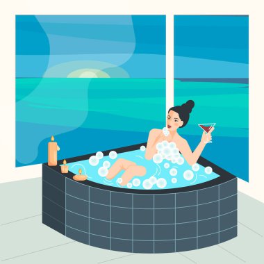 Güzel bir esmer ev spa 'sında