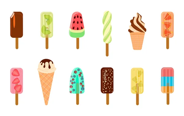 冰棒和冰淇淋束 — 图库矢量图片