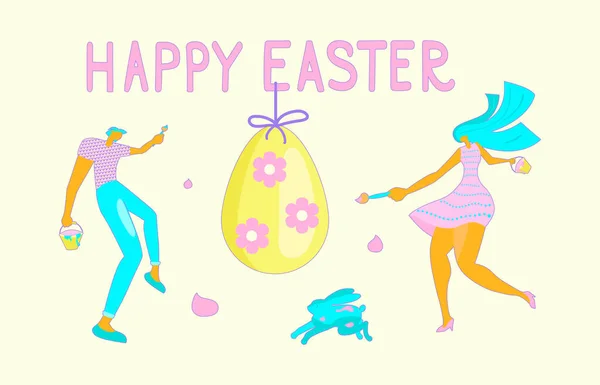 Feliz Pascua Banner escena — Vector de stock