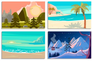 Panoramik yatay manzara seti