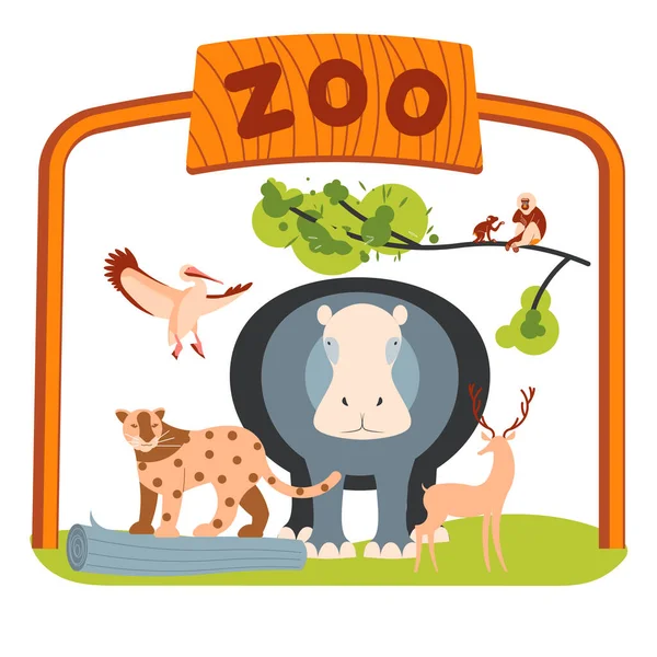 Plantilla de banner de entrada Zoo — Vector de stock