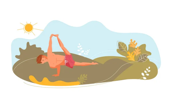 Joven en pose de yoga — Vector de stock