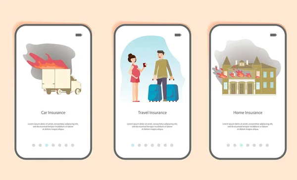 Mobilní aplikace pojištění — Stockový vektor