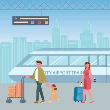 Şehir havaalanı treni ve yolcular