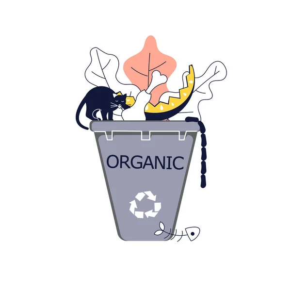 Organic waste in recycling bin — Stock Vector