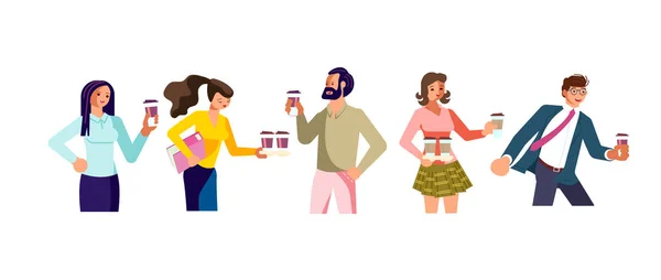 Personas con Cofee para ir — Vector de stock