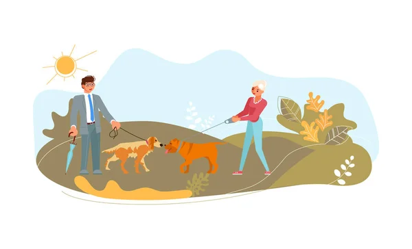 Caminhante de cães e dono de animais —  Vetores de Stock