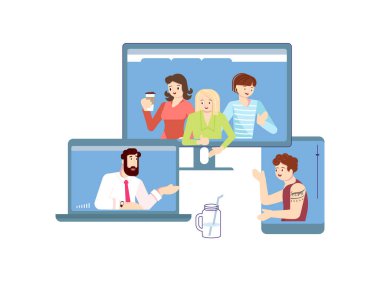 Video meeting in isolation period  clipart