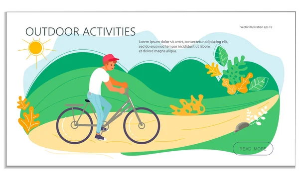 Summer outdoor activity cycling. — Stock Vector