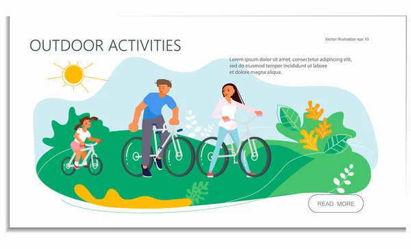 Summer outdoor activity cycling — Stock Vector