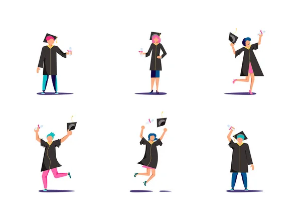 Set of  graduated students — Stock Vector