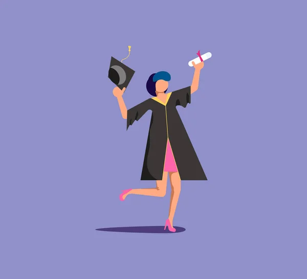 Graduated woman in academic dresse — Stock Vector