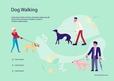 İnsanlar köpeklerini gezdirir.