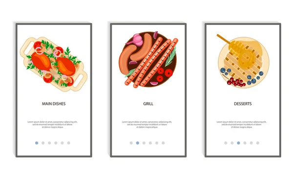 Set van voedsel menu mobiele app — Stockvector