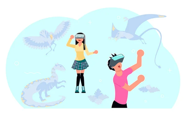 Mensen personages in virtual reality — Stockvector
